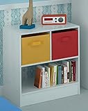 Home Source Kids Chest of 2 Canvas Drawers Bedside Cabinet or Lamp Table Toy Storage ()