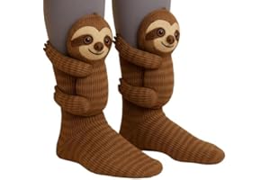 Yizemay 3D Sloth Socks, Animal Socks Stocking Fillers for Women, Christmas Novelty Sock Gifts, Warm and Soft Novelty 3D Animal Knit Funny Sloth Hugging Socks Gifts for Kids Adults Women Man