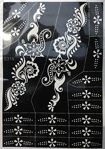 4 Sheets Tattoo Body Art Mehndi Schablonen Henna Designs Set Tally für Körpetbemalung - 3
