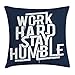 Produktbild Yinorz Quote Throw Pillow Cushion Cover, Futuristic Design Inspirational Saying Work Hard Stay Humble Typography, Decorative Square Accent Pillow Case, 18 X 18 Inches, White and Night Blue