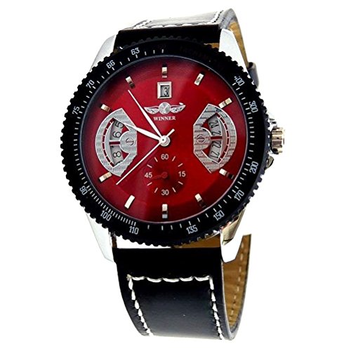 Preisvergleich Produktbild UEETEK Automatikuhr Gewinner brillanten Männer Herren Junge automatische Selbstaufzug mechanische Armbanduhr mit Datum PU Band