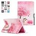 Produktbild iPad Mini 3 Hülle, DEENOR Painting Cute and Stylish Fashionable Folding Folio Book Flip Stand Schutzhülle Hülle für Apple iPad Mini 1/2/3 generation + Free Gift Touching Pen/Stylus Pen + Screen Film Protector. Pink flowers