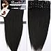 Clip in 100% Real Remy Human Hair Extensions Silky Straight Full Head 8 Pieces (18"-100g,#1B Natural Black)