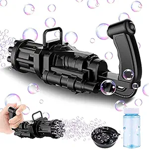 Funkey 8-Hole Electric Bubbles Gun for Toddlers Toys, New Gatling Bubble Machine Outdoor Toys for Boys and Girls (Color AS PER Availability) 3*AA Batteries Required ( NOT Included )