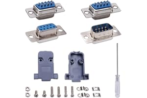VooGenzek 5 Set Adattatore DB9 RS232 D-SUB, con Coperchio di Plastica DB9, Porta Seriale RS232 Parallela Connettore DB9 9-Pin D-Sub Maschio/Femmina a Saldare, per il Collegamento al Computer