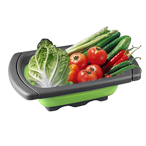 Vicloon Küche Klapp-Sink Silikon Seiher, Faltbarer Seiher, Grün/3.8L - 5