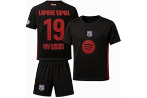 IHIMI Lamine Yamal Barcelona #19 Maillot de football pour enfant, noir 2024, nouvelle saison, maillot de sport, maillot de sport, maillot d'entraînement de football, pour enfant, avec short de