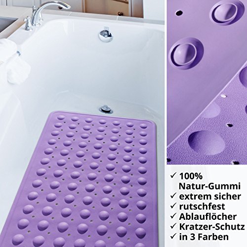 casa pura® Badewannenmatte Emily | rutschfest | mit Lochung für optimalen Wasserabfluss | PVC-frei | 35 x 75 cm | drei Farben (lila) - 5