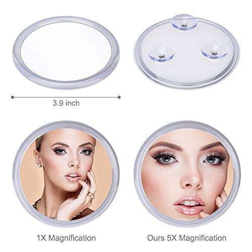 KEDSUM Generic Spiegel Triptychon 1 x beleuchtet mit 1 kleiner Spiegel 5 x Vergrößerung bis 3 Saugnapf, Touchscreen, 180 ° Rotation,Taschenspiegel, Make-up, Spiegel,Tisch, Licht LED,Triple zusammenklappbar - 7