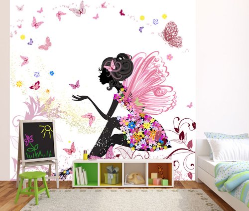 Fototapete Schmetterlingselfe KT438 Größe: 300x260cm Kinder Märchen Mädchen - 2