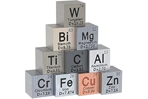 Comphic 10 PCS Elements-Cubes - Density-Cube Set As Shown 0.39 Inch/10 mm for A Periodic Table of Elements Collection