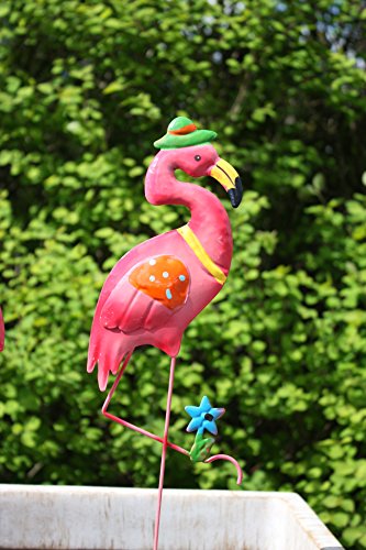 3er Set Flamingo Gartenstecker, Deko Garten aus Metall - 4
