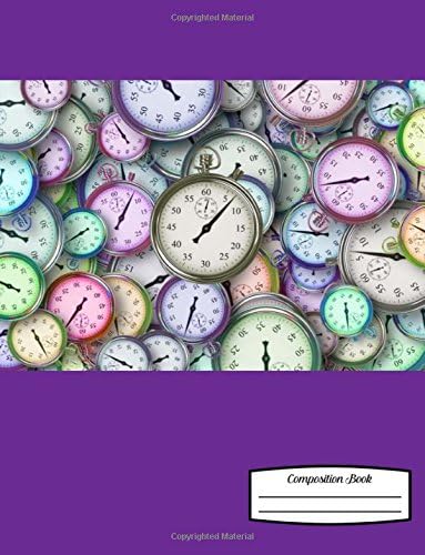 Composition Book: 8.5" x 11" Purple with Stopwatches - Composition Book for School or Activities, Softcover, College Ruled, 150 pages (75 Sheets Front & Back)