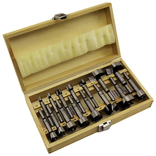 Forstnerbohrer Satz 15 teilig Holz Bohrer 10 bis 50mm inkl. Holzkassette B1932