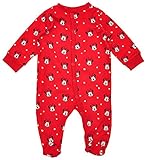 Girls Minnie Mouse Hearts Print Red Sleepsuit with Feet sizes from Tiny Baby to 24 Months