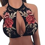 Mujer Bralet Bra Bustier Crop Sujetador Tirantes Bralette Top Cucurucho Encaje Lencería Corsés Corset Mujeres Corta Top Negro L Remoto Vibrador Mando Distancia Juguetes Sexuales para Adultos Acero Inoxidable Redondo No Piercing Pezón Escudo Cuerpo Piercing Joyería Mujeres Sujetador Elástico Cage Bra Strappy Hollow out Halter Bra Bustier Top Perspectiva de Encaje de lencería Hueca Babydoll Traje Especias Ideal Beauty Soft Cup Sujetador sin