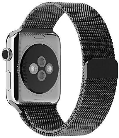 Apple Watch Band, Kasima Milanese Loop Stainless Steel Bracelet Strap Band for Apple Watch/ Sport/ Edition with Unique Magnet Lock (42mm, Black)