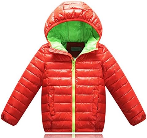 WENJHEN Kids Boys Girls Duck Down Winter Coat Hooded Children Warm Jackets Outerwear Zipper Snowsuit 4-13 Years