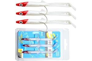 TUATA Raglou Señuelos de pesca flexibles de 100 mm de longitud, juego de 3 piezas