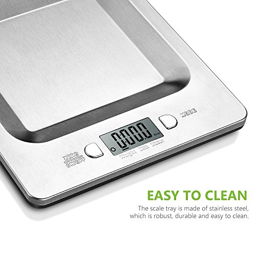 Topop Küchenwaage mit 11lb 5kg Gewicht Kapazität Electronische Edelstahl Kitchen Scales Digitalwaage Nahrungsmittelskala mit 4 Maßeinheiten - 7