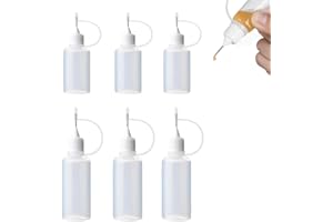 ASYKNM 6Pcs Nadelflaschen-Set, Dosierflasche, Nadelflasche,Quetschflasche Klein,Spritzflasche,Plastikflasche, Kleber zum Auftragen präziser Leimmengen, DIY-Feder 5ml/10ml