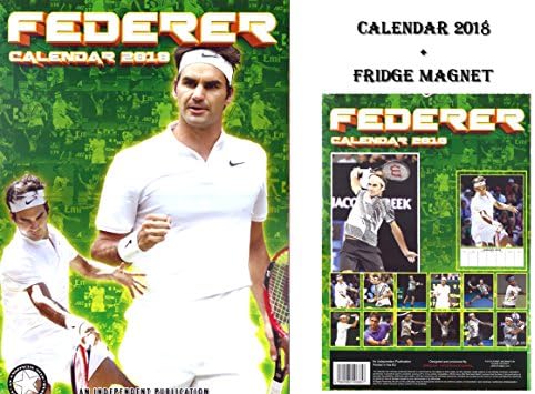 ROGER FEDERER CALENDAR 2018 + ROGER FEDERER FRIDGE MAGNET
