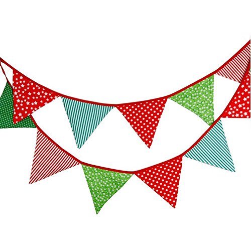 G2PLUS Schöne Wimpelkette 3.3M Wimpel Girlande mit 12 Wimpeln in Dreiecksform für Kindergeburtstagsfeier; Weihnachtsfest (Flower)