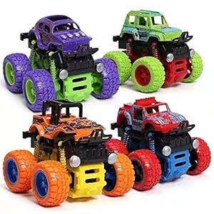 Sky Tech Rubber Monster Car, Set Of 4, Multicolour