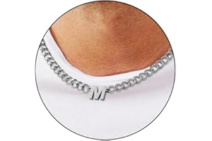AFSTALR Chaine Homme Acier Inoxydable Collier Lettre en Argent Or avec Lettres A-Z Chaîne Cubaine avec Initiale Personnalisé 50CM Cadeau pour lui papa fils mari petit ami