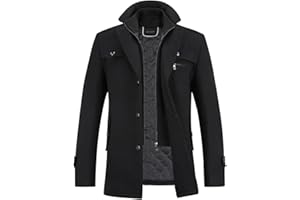 YOUTHUP Manteau Homme Hiver Chaud Long Veste en Laine Epais Parka Trench Coat Caban Manteau Hommes Habillé