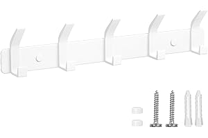 TENXSNUG Kleiderhaken Wand Garderobenleiste, Rostfrei Hakenleiste Garderobe Garderobenhaken Wandhaken mit 5 Haken, Wandgarderobe Gaderobenhakenleiste Jackenhalter für Küche und Bad, Schneewittchen