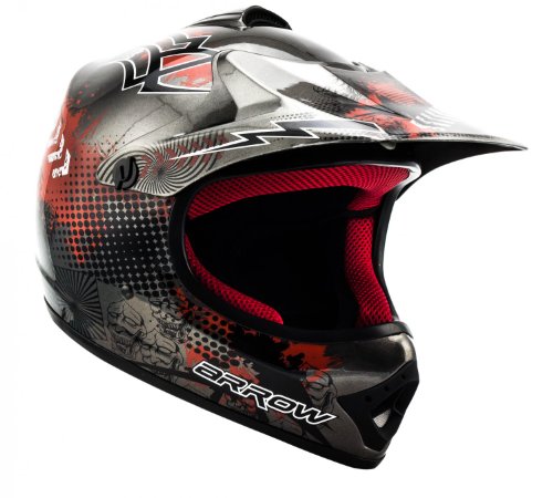ARROW HELMETS AKC-49 Titan Moto-Cross-Helm Cross-Helm Kinder-Cross-Helm Helmet Sport Junior Kids Quad Pocket-Bike Enduro MX Motorrad-Helm Cross-Bike Kinder-Helm, DOT zertifiziert, inkl. Stofftragetasche, Grau, XS (51-52cm)
