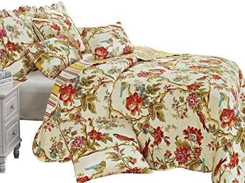 Imperial Rooms New 3 Pieces Patchwork Embossed Quilted Bedspread Super Soft Comforter Set Include 2 Pillow shams (Dynasty, KING)