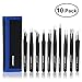 Price comparison product image PIXNOR 10pcs Tweezers Precision ESD Anti-Static Stainless Steel Tweezers Kit with Bag for Electronics, Jewelry-Making, Laboratory Work, Blackhead Remover