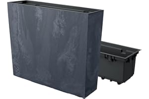 PROSPERPLAST Jardinera para balcón urbi Case Beton Effect, con depósito, Dimensiones (mm) 580x180x498, Color Antracita