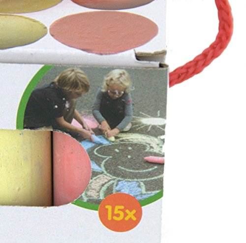 Straßen-malkreide für Kinder Strassenkreide in 5 Farben Straßenmalkreide 15 Stücke straßenkreide Länge 11cm in Karton mit Schnur zum Aufhängen - 5