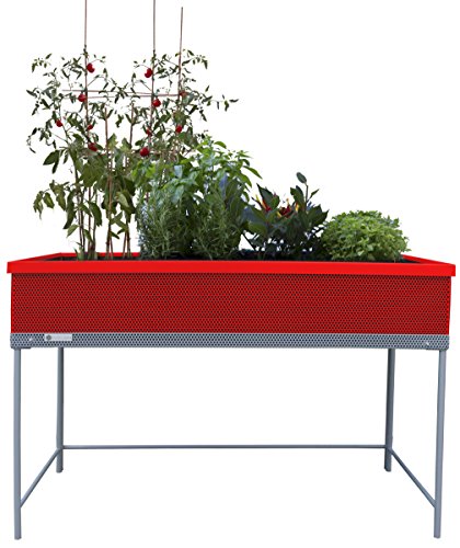 Green Passion Metallhochbeet. Hochwertiges Sortiment, Pflanzbeet, Kräuterbeet, Gemüsebeet für Balkon & Terrasse 120x56x80 cm.Rotem-Farbe