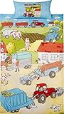 Kinderbutt Bettwäsche Renforcé blau Größe 135×200 cm (80×80 cm) - 2