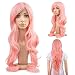 MelodySusie® Halloween Pink Long Curly Wigs – Cosplay Fancy Dress Party Wigs with Free Wig Cap and Wig Comb (Pink)