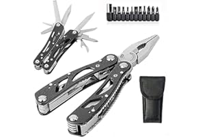 Grizef Multitool Pliers, Durable Stainless Steel 24-in-1 Multi-Purpose Pocket Folding Pliers with Screwdriver Kits, Outdoor Multi-Functional Utility Tools for Outdoor Activities, DIY Activities