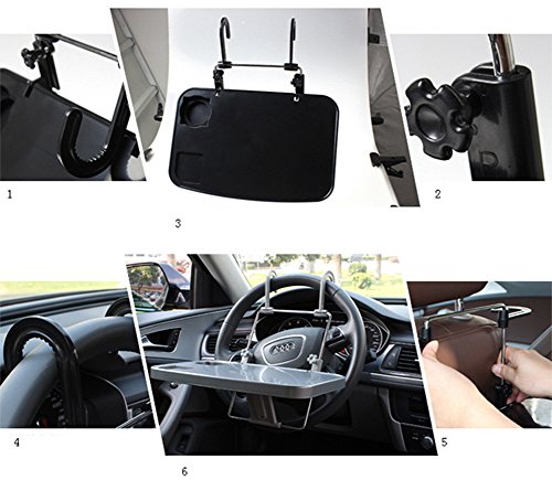DaoRier Faltbare Auto-Rücksitz Laptop-Halter Auto Laptop Halterung Getränkehalter Notebooktisch KFZ Tischhalterung Schwarz - 6