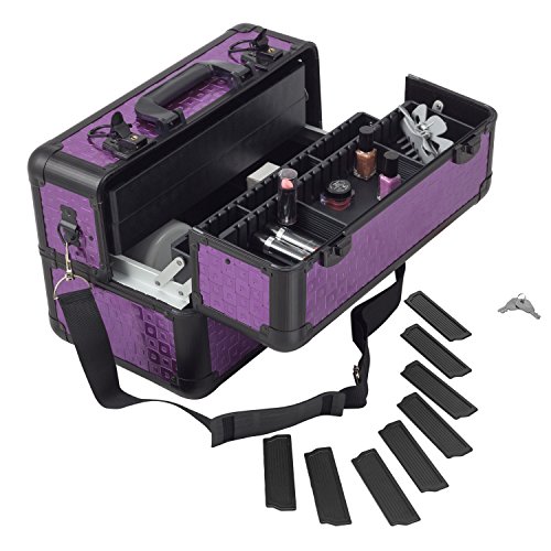 anndora Beauty Case Alu Kosmetikkoffer Werkzeugkoffer – Tragegurt Karo Farbwahl - 7