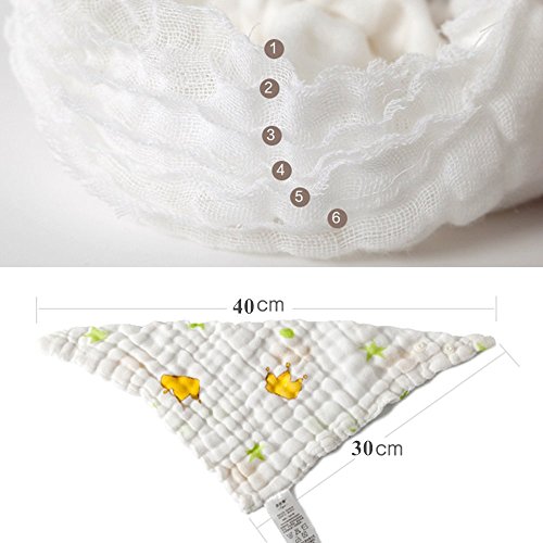 Lucear Musselin Babybadetuch mit Haken, 6 Stücke, 30x30cm weiß verwendbare Tücher, Babytücher Beste Geschenke für Baby - 3
