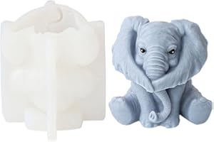 Xidmold 3D Elefant Silikonform, Tier Elefant Kerzenform Seifenform, Elefant Silikon Backform Kuchenform für Fondant, Tortendeko, Schokolade, Seife, Sojawachs Kerzen, Handwerk (A)