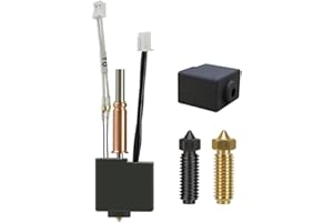 HzdaDeve Hotend do głowicy drukującej Kobra 3 Combo, zestaw do wytłaczarki, blok grzewczy, wkład grzejny, termistor z ekstra dyszą ze stali hartowanej 0,4 mm, mosiężna, silikonowa osłona do Anycubic