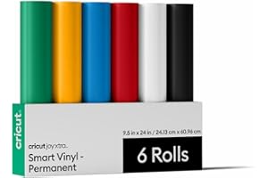Cricut Smart Vinyl – Permanent, Échantillonneur, 9,5 po x 24 po en vrac (6), Pack D'échantillons