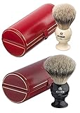Kent Mens Medium Black Ivory Pure Grey Badger Coarse Stiff Beard Shaving Brush