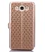 Samsung Galaxy J7 2016 (J710) Genuine Leather Case Flip Cover Case, Nnopbeclik® PU Leather Flip Case Protective Cover Shell Prints Flower Pattern Back Case Cover Wallet with STAND FUNCTION AND CARD SLOT AND CLIP View Window avec fenêtre d 'ouverture Shock Absorbing Mirror Protective Mobile Phone Case Crystal Glitter Rhinestone Flower Case Cover Bumper for Samsung Galaxy J7 2016 (J710) 5.5 Inch
