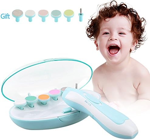 Quiet Nail Clipper, Yevita Electric Baby Nail File Manicure Set for Infant, Newborn, Toddler, Kids, Gentle &amp; Safe Fingernail Toenail Care with LED Light-Blue