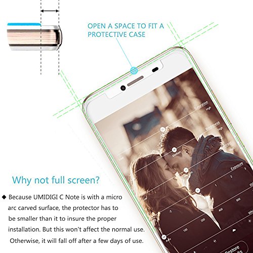  2-Unidades  UMIDIGI C Note Protector de Pantalla  PULEN Vidrio Cristal Templado Vidrio Templado  EASY-INSTALL alas  2 5d Borde redondo con 9H Dureza  Alta Definicion  Garant  a de por vida  Tempered glass Screen Protector